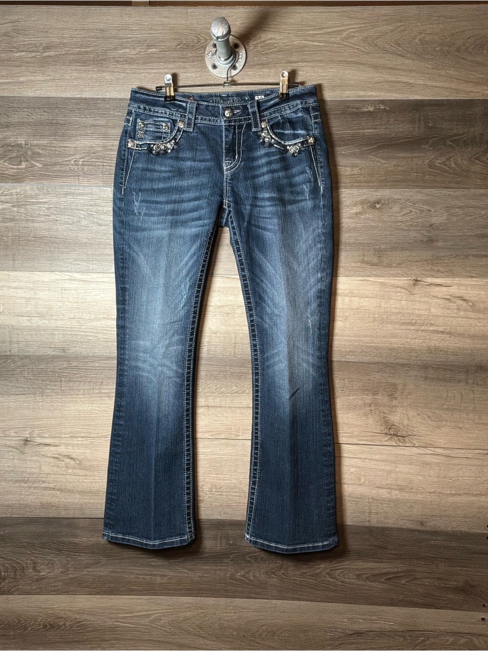 Miss Me Medium Wash Bootcut Jeans with Embellished Pockets